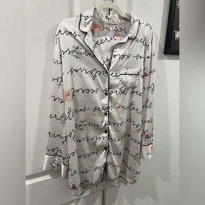 Victoria's Secret Silk White Floral Pajama Set
